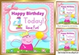 Cute girl peppa pig with pink bow (4th ) Birthday 8x8