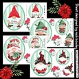4 lovely Christmas Gnome green stripe toppers with embelishments mini kit