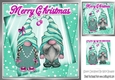 Lovely christmas gnomes with turq stars 8x8