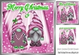 Lovely christmas gnomes with pink stars 8x8