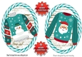 UGLY CHRISTMAS SWEATERS Turq stripe toppers