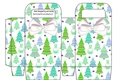 Green Christmas trees and bunnies small gift bag with bow