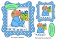 Cute little christmas teddy bear in blue dot 7x7 frame