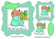 Cute little christmas teddy bear in turq dot 7x7 frame