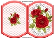 Pretty red roses on lace with polkadot , bracket card