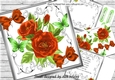 Pretty orange roses in ornate frame with butterflies 8x8 Mini kit