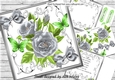 Pretty silver roses in ornate frame with butterflies 8x8 Mini kit