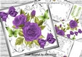 Pretty purple roses in ornate frame with butterflies 8x8 Mini kit