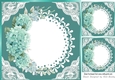 Pretty Turq Floral Lace Corner Card Front 8x8