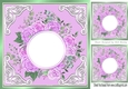Pretty Lilac Roses ornate corners 8x8 card front
