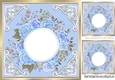 pretty Blue and white flowers on lace bracket card