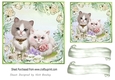 Green Floral 7x7 card front with cute Kittens