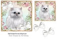 Pink Floral 7x7 card front with a white persian kitten