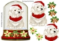 Cute westie in red santa hat in snow globe topper