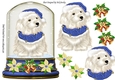 Cute Westie in Blue Santa Hat in snow globe topper