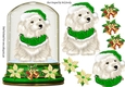 Cute Westie in Green Santa Hat in snow globe topper