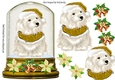 Cute Westie in gold Santa Hat in snow globe topper