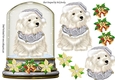 Cute Westie in silver Santa Hat in snow globe topper