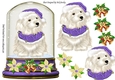 Cute Westie in purple Santa Hat in snow globe topper