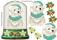 Cute Westie in turq Santa Hat in snow globe topper