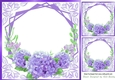 Pretty lilac flowers ornate card front/insert 8x8