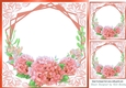 Pretty peach flowers ornate card front/insert 8x8