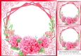 Pretty red flowers ornate card front/insert 8x8