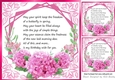  pink flowers ornate card front/insert 8x8 with birthday verse