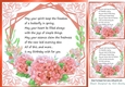  peach flowers ornate card front/insert 8x8 with birthday verse