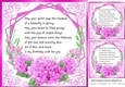  cerise flowers ornate card front/insert 8x8 with birthday verse