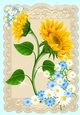 Pretty A4 Vintage (Big) Ecru lace Topper with Sunflowers (two)