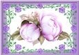 Pretty lilac garland of roses A4 Card  With pink roses