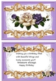 Pretty purple/cream roses on lace A5 Ornate card/verse
