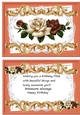 Pretty peach/cream roses on lace A5 Ornate card/verse