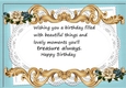 Pretty blue/cream roses on lace A4 Ornate Card Big with verse