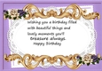 Pretty purple/cream roses on lace A4 Ornate Card Big with verse
