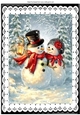 Lovely Snowman Couple A4 Black lace frame