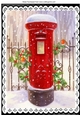 Red Pillar Box with Robins in the Snow A4 Black lace frame