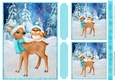 Pretty christmas snow scene with deer and robin A5