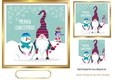 Lovely folklore Christmas snowman, gnome and robin 7x7