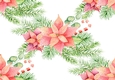 Pretty pink poinsettia backing paper with fern (BIG)