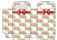 Pretty Christmas poinsettias and fern small gift bag with bow