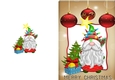 Lovely Christmas Gnome with Baubles (three) A5 Folded Card