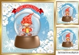Lovely little christmas gnome in a snow globe 8x8 (two)
