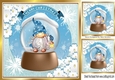 Lovely little christmas gnome in a snow globe 8x8 (three)