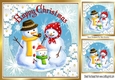 Lovely Snowman family in snow scene 8x8