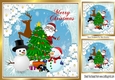 Lovely Jolly Santa with friends & tree in snow scene 8x8