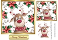 Cheeky Reindeer in poinsettia card frame 7x7