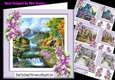 4 Pretty Country Cottages with lilac flowers 7x7 card front Mini Kit