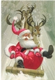 Lovely Christmas Snow Scene with santa sleigh A4